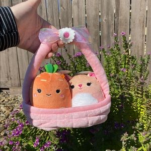 Caroleena the Carrot & Brinkley the Bunny Pink Easter Basket Squishmallow